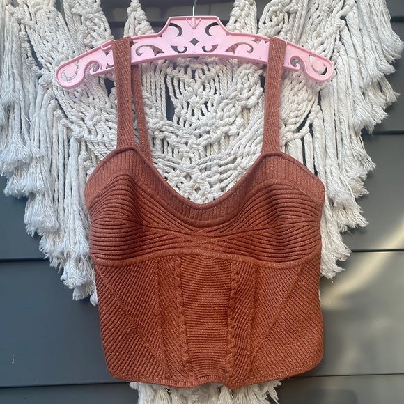 FOGCITYFLEA Retrofete Luxury Glitter Knit Crop stop in Burnt Orange Sedona - Picture 4 of 14